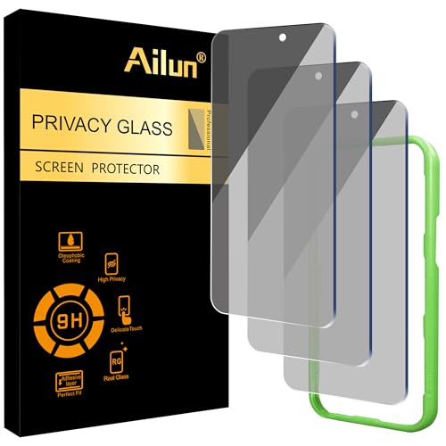 Ailun 3 Pack Privacy Screen Protector for iPhone 16 Pro/iPhone 17 [6.3 inch], Anti Spy Private...