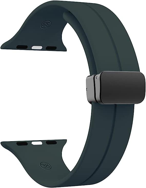 Printme Silicone Sport Band Compatible with Apple Watch 49 mm, 45 mm, 44 mm, 42 mm Magnetic Clasp Adjustable Strap Compatible for iWatch Series Ultra, SE, SE 2, Series 3,4,5,6,7,8 (Alpine Green) (B0BZTCYN4P) Amazon Price History, Amazon Price Tracker
