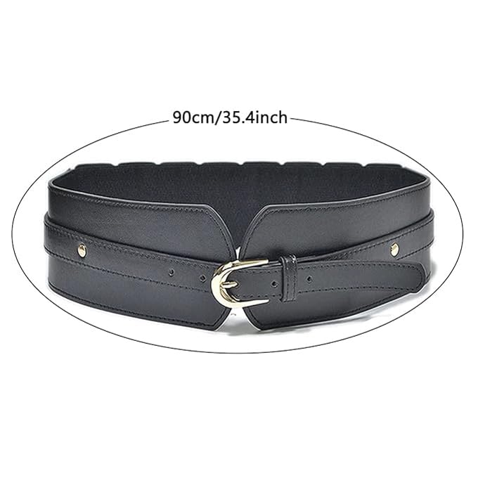 Image of Shining Diva Fashion Leather Belts for Women and Girls Stylish Wide Waist Belt for Dresses (16719LB) Black
