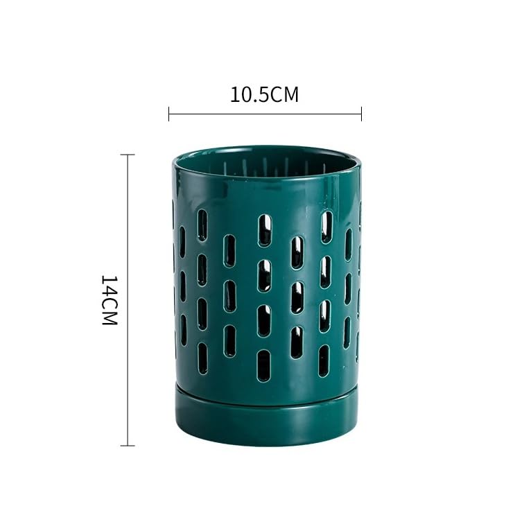 Ceramiczny uchwyt na przybory kuchenne z tacą odpływową – stabilny biały/zielony na blat idealny do przechowywania narzędzi kuchennych i sztućców, idealny dla domowych kucharzy