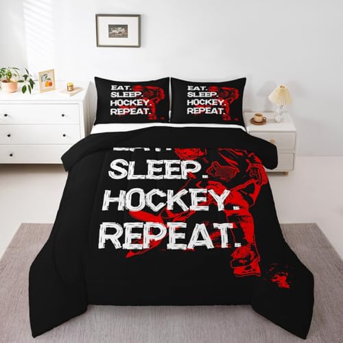 Erosebridal Hockey Bedding, Ice Comforter Set Kids Boys Girls, Full