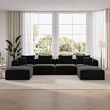 Novilla 141' Modular Sectional Sofa, Modern Cloud Sectional Couch with Smarts Coil® Support, U-Shape Boneless Couch for Living Room Apartments Bedroom, No Assembly Required (4 Seater + 2 Ottoman)