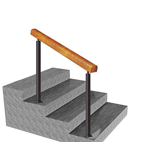 Rampe d'escalier extérieure bois massif kit fixation marche béton extérieur