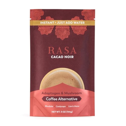 Rasa Cacao Noir, Organic – Adaptogenic Mushroom-Boosted Coffee Substitute | Vegan, Keto, Ayurveda Wellness Tonic with Lion's Mane + Rhodiola (5 oz / 24 Servings)