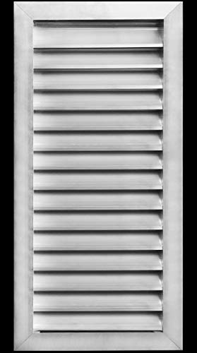 HVAC Premium 16"W x 32"H Aluminum Exterior Gable Louver Vent for Walls & Crawlspace - Weather-Resistant Air Grille with Screen Mesh - [Outer Dimensions 17.75"W x 33.75"H]