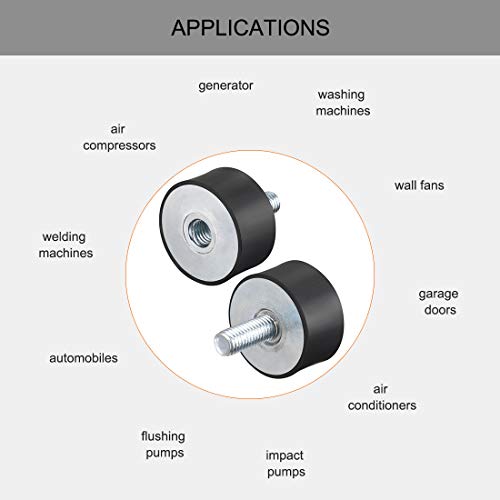 Foto von sourcing map M10 Stecker Buchse Gummilager Stoßdämpfer für Motor Generator Kompressor Garage Umkehrosmosepumpe Schlagluftgenerator Autospulen D40mmxH20mm
