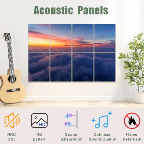 Paneles acústicos decorativos autoadhesivos 8 piezas 48"x32" absorción de sonido diseño puesta de sol miniatura 3