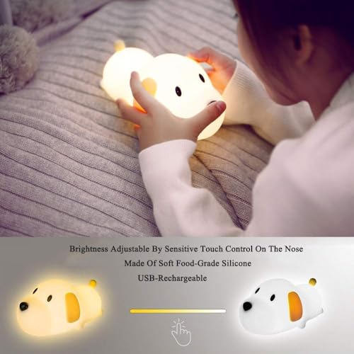 Image of DotCom Kids Night Light Lamp | Rechargeable LED Bedside for Children's Bedroom | Ideal Gift for Boys, Girls, Toddlers, and Nursery (Puppy lamp)