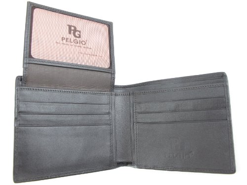 Image of Pelgio Genuine Crocodile Alligator Backbone Skin Leather Bifold Wallet ([B1] 6 Card Slots + 2 ID Windows + 2 Compartment for Bills, Chocolate Brown)