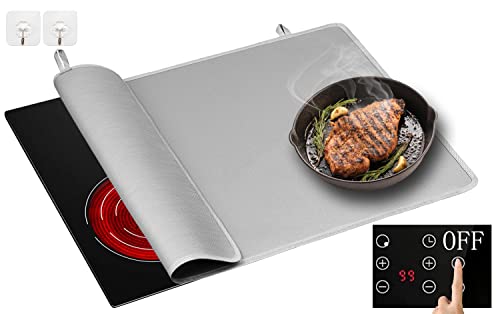Heat Resistant Stove Top Covers for Electric Stove - 21×36inch Fireproof & Waterproof Electric Stove Cover - Glass Stove Top Protector for Prevent Scratches, Fiberglass Cloth (Black)