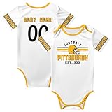 KnetiCored Pitsburgh Custom Baby Onesie Bodysuits White Infants 0-24Month Baby Clothes Personalized Name Number for Boy Girl