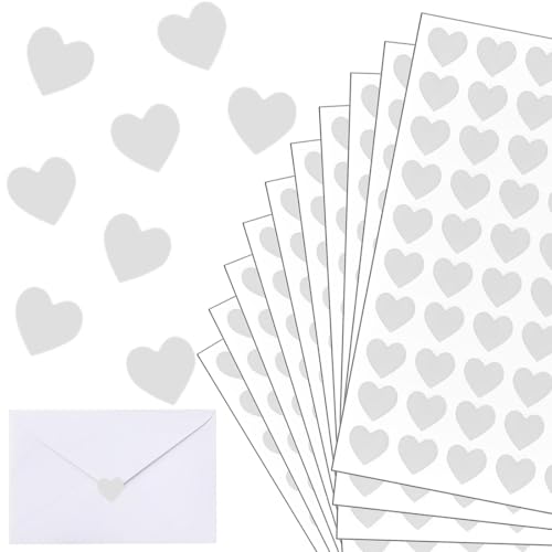 Pegatinas de Corazón, 600 Piezas, Pegatinas de Corazón de Amor Pegatinas de Corazón del Día de San Valentín, Etiquetas Adhesivas para Manualidades, Creación y Decoración de Tarjetas (Plata)
