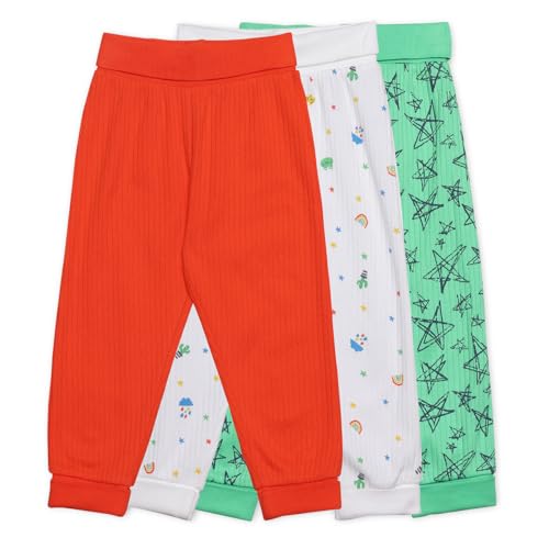 Image of MINI CUDDLES Baby Boys 3pk Printed & Solid Joggers, Multicolour (18-24M)
