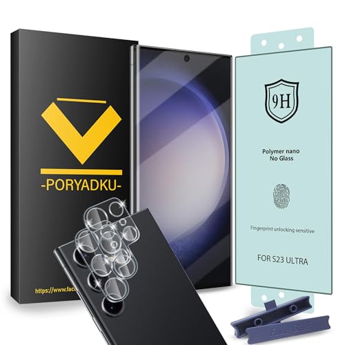 2+2 Pack Screen Protector[Not Glass] For Samsung Galaxy S23 Ultra Ceramic Film[6.8 Inch], Fingerprint Unlock, Smart Self-healling, HD Clear Soft Film with S23 Ultra 5G Screen Protector