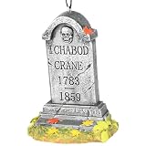 Tree Buddees Ichabod Crane Tombstone Ornament β Halloween Ornament β Sleepy Hollow Headless Horseman Spooky Decoration Gravestone for Tree, Shelf, or Halloween Village Display