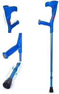 Muletas de antebrazo con mango ergonómico, muletas ligeras con puño ajustable, altura ajustable de 10 posiciones, para adultos estándar y altos, azul, 1 unidad (color: azul, tamaño: 2 unidades)