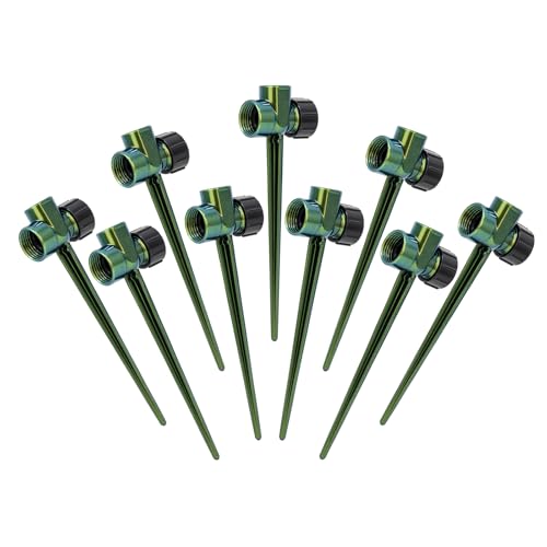 RESTMO Sprinkler Stake 9 Pack Zinc Alloy Lawn Sprinkler Spike Base