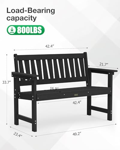 image for YEFU Outdoor Bench 2-Person Seat: HIPS Outdoor Benches Weatherproof - 
