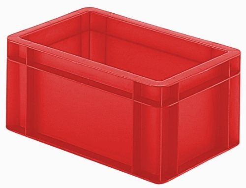 1a-TopStore Zestaw 8 skrzynek transportowych i magazynowych/pojemników magazynowych, pojemnik euro, 30 x 20 x 14,5 cm (dł. x szer. x wys.) kolor czerwony, bardzo stabilny, ściany/podłoga zamknięta