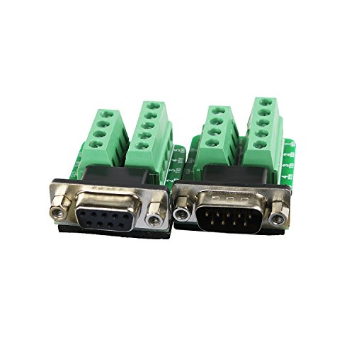 Image of Twinklebay DB9 Breakout Connector RS232 Serial 9 Pin Connector Db9 Terminal (Male x 1, Female x 1)