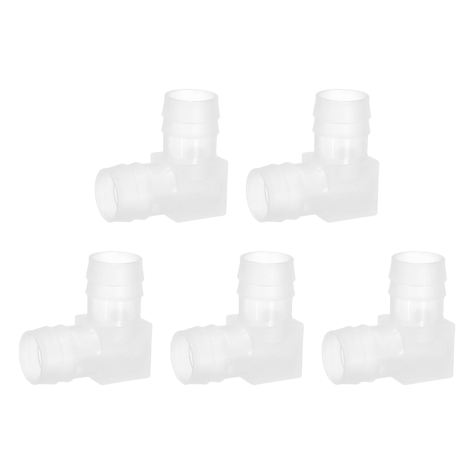 sourcing map 5pcs Hose Barb 90 Degree Elbow l Fitting, 4/5" OD Plastic Hose Barb Pipe Fitting Splicer Mender Joint Adapter for Water Liquid Fuel Line Tube, Clear
