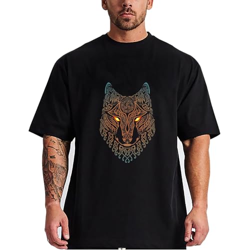 Cloinhall Men's Cotton T Shirts for Big and Tall Men Loose T-Shirts Plus Size Top Tees Black 2XL