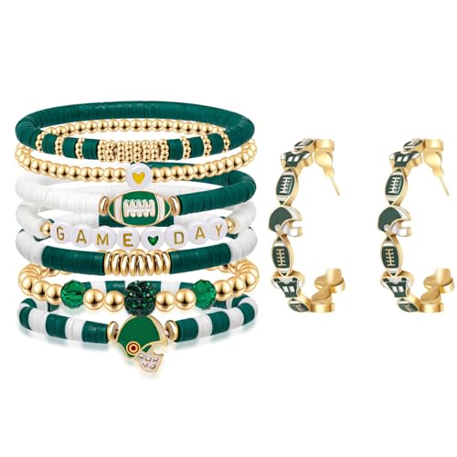 CARFOOLLIY Football bracelet for eagles Jewelry for women earrings accessories for game day. (for LY-SET One Size)
