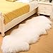 bedee Tapis Fausse Fourrure, Tapis Peau De Mouton, Descente De Lit 60 x 160 cm, Blanc Tapis Shaggy Pouf Fourrure pour Chambre, Canapé, Sol, Salon, Chambre des Enfants, Canapé, Chaise