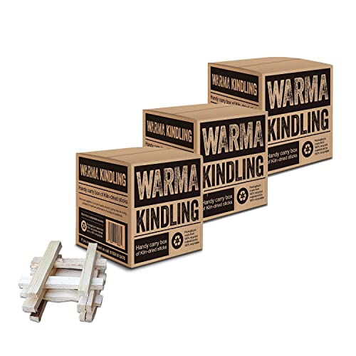 3 x Cubes Warma Premium Kindling Sticks Kiln Dried Wood Box Cube Recycled Packaging - Sustainably Sourced - Easy Storage BBQs Barbecue Fire Pits Stove Oven Wood Burners Camping