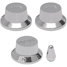 3 Pcs Chrome Guitar Volume/Tone Control Knobs with Toggle-Switch Tip Cap