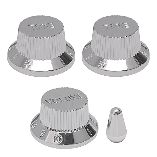 Pxyelec 3PCS Guitar Volume Tone Control Knobs, Potentiometer Dome Knob Chrome with Toggle Switch Tip Knob Cap