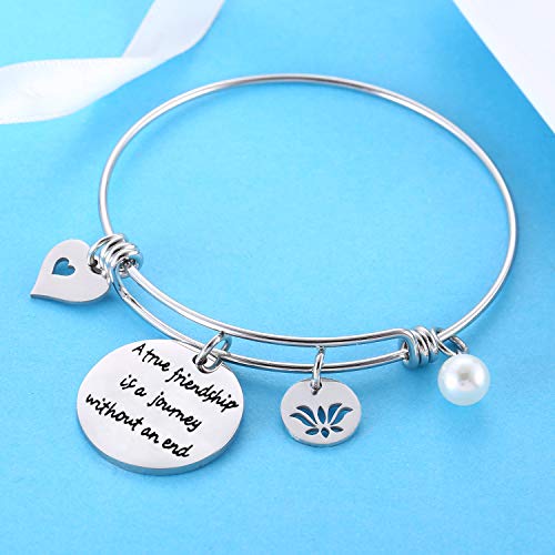 Image of Nimteve Best Friend Bangle Friendship Charm Bracelets For Women Best Friend Bracelets Birthday Gifts For Friends
