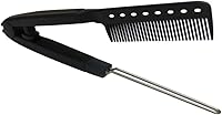 Vista 3 de FRCOLOR Peine alisador de 2 piezas, peine de hierro plano, peine de peluquería, peine recto en forma de V, alisador de pelo para peluquería uso