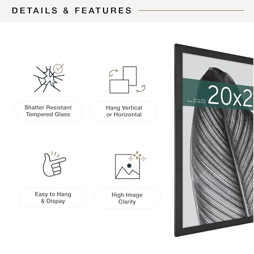 MCS Studio Gallery 20x27 Poster Frame Black Woodgrain, Vertical & Horizontal Wall Hanging Large Picture Frame for Photos, Posters & Art Prints (1-Pack)