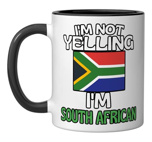 Im Not Yelling Im South African Funny South Africa Quote Ceramic Mug, Black/White