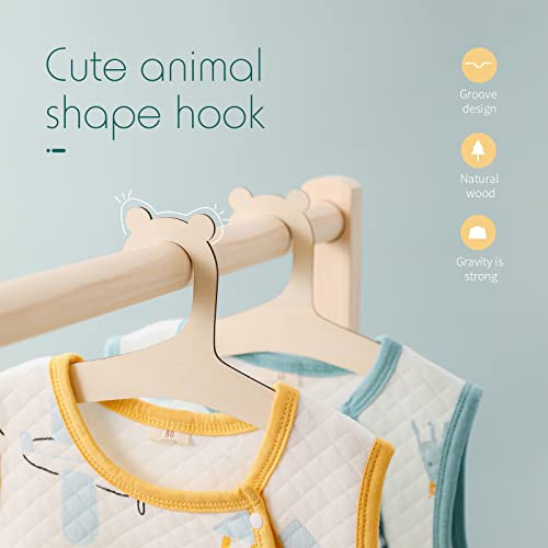 20 Pcs Kids Wooden Hangers, 9'' Baby Toddler Children Hangers for Clothes & Pants