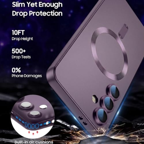 Image of DIZORO Samsung A55 Case, Compatible with MagSafe Back Cover, Matte Luxury Metallic Luster Flexible TPU Wireless Charging Shockproof Case with Camera Protector - Deep