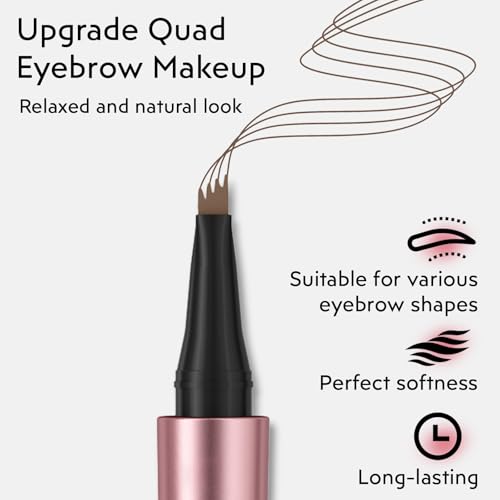 LOKFAR 2Pcs Microblading Eyebrow Pen, Long-Lasting Waterproof Eyebrow Pencil with 4-Fork-Tip for 3D Realistic Brow, Easily Create Natural Hair-Like Brow Last All-Day, Eye Brow Pencils for Women -Light Brown
