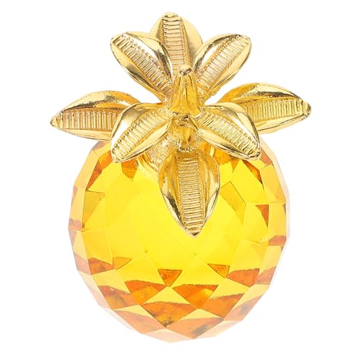 NUOBESTY Crystal Pineapple Figurine Glass Fruit Model Gold Leaf, Small Decorative Pineapple Ornament for Home and Garden, Seasonal Tabletop Decor