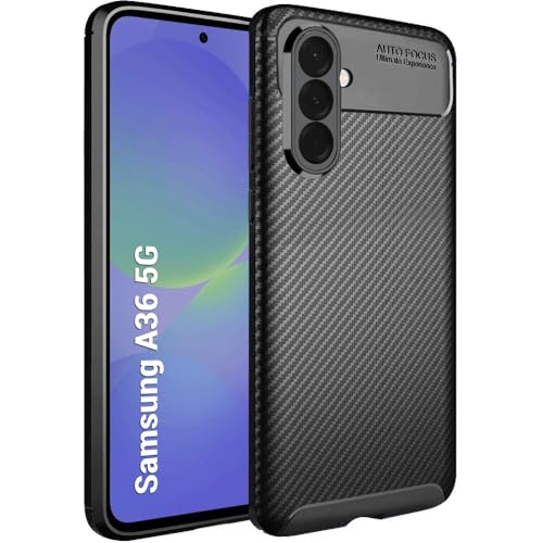 Image of TheGiftKart Rugged Carbon Fibre Armor Back Cover Case for Samsung Galaxy A36 5G | Shockproof & Protective | Stunning Minimalist Design Back Case Cover for Samsung Galaxy A36 5G (TPU, Black)