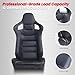 Universal Racing Seats for Cars, 1 Pair Race Car Seats with Dual Lock Sliders, Black PVC Leather, 165° Adjustment, 21.6