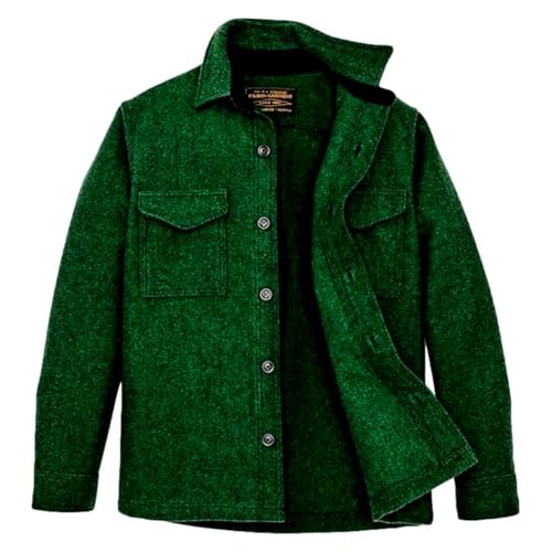 Filson Men's Mackinaw Wool Jac-Shirt, Kelly Green/Black Twill3