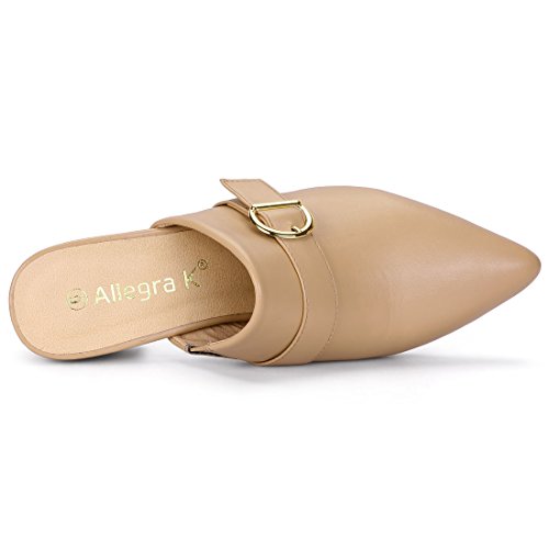 Allegra K Women's Pointed Toe Slip On Block Heel Sandals Khaki Mules - 8 M Us #TOP3