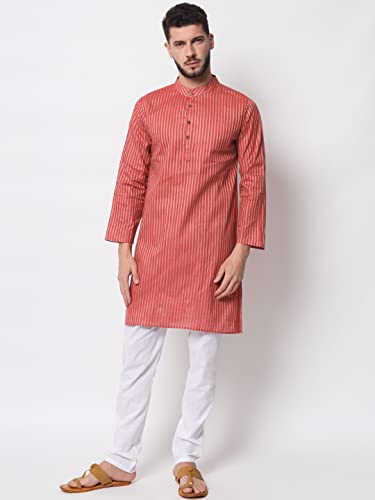 Image of Vastraa Fusion Men's Printed Kurta Pure Cotton Long Kurta, Round Collar, Full Sleeves, Button Kurta, Ethnic Wear