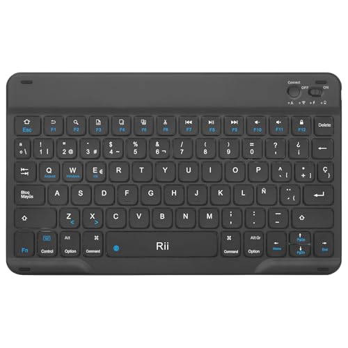 Rii RK302 Teclado inalámbrico para Oficina, Bluetooth, pequeño Recargable para Oficina, para iOS, Android y Windows Dispositivos Bluetooth, Compatible iPhone, iPad, Samsung, Lenovo, Huawei