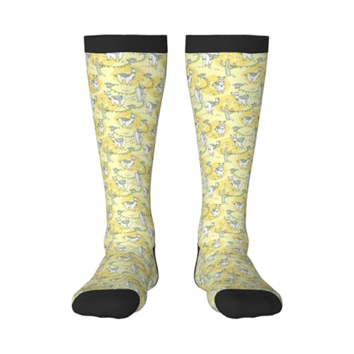 Llama print Clash of colours long socks, sports running cycle long socks, comfort long socks