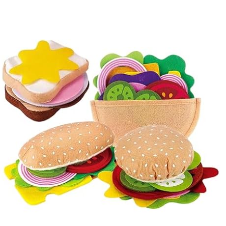 DIY Felt Burger Sandwich House Set Portable And Stackable Multifunctional Hot Dog And Burger Kitchen Game Suitable For Early Childhood Education
