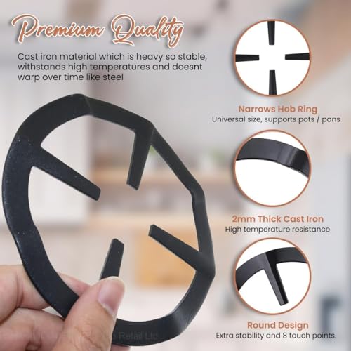 Hsthe Sea Gusseisen-Wok-Ring, schwarzer Moka-Topfhalter runder Gasherd-Brenner-Rost-Ständer für Küche