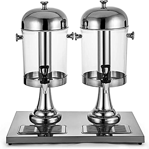 16L Commercial Beverage Dispenser, Stainless Steel Cold Juice Beverage Dispenser, With Ice/hot Column, Drain Tray