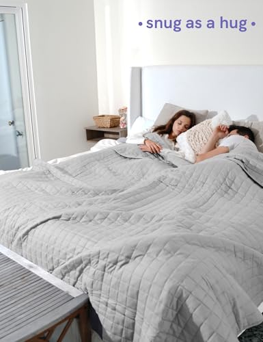 Image of YnM Exclusive 50 lbs Weighted Blanket, Extra Heavy Cotton Bed Blanket for Two Persons, Ideal for Queen or King Bed (88x104 Inches, 50 Pounds, Light Grey)